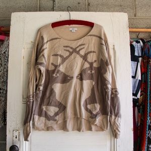 Bar III Reindeer Sweater Tan Size XL